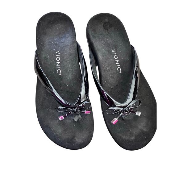 Vionic Women's Black Orthaheel Bella II Flip Flop Sandals Size 10 - Picture 1 of 6